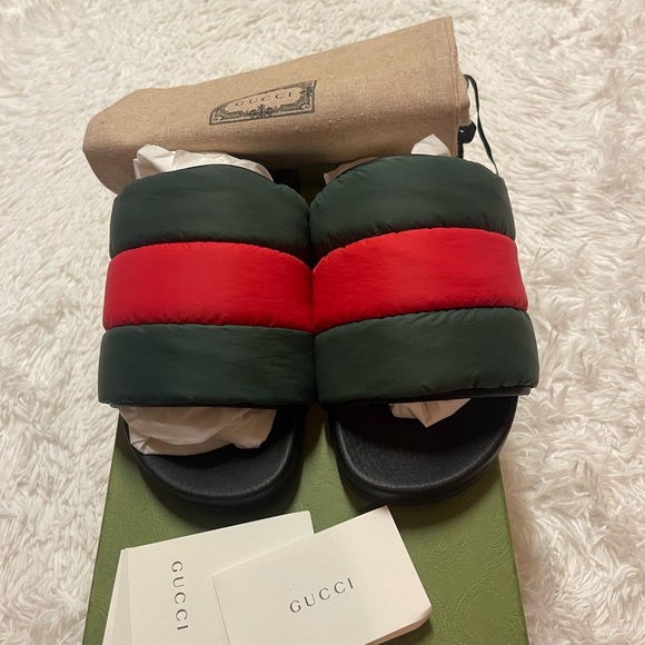 Gucci Padded Web Slide Sandals - Picture 4 of 16
